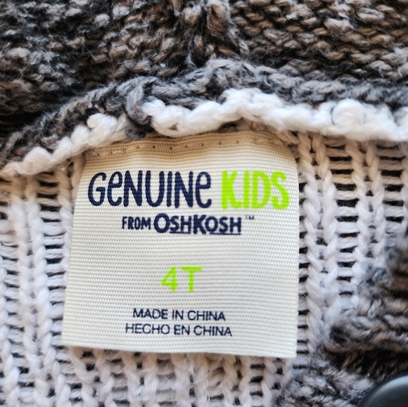 Oshkosh Genuine Tribal Knit Button Front Girls Hoodie Poncho Size 4T - Picture 4 of 5